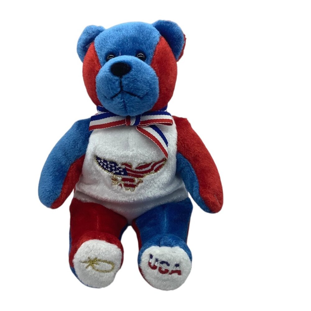 Vtg‎ 2001 Holy Bears Patriotic Allegiance II Plush Bear USA Flag Stuffed Animal